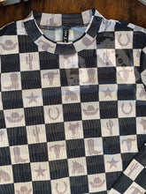 Load image into Gallery viewer, “Checkered Cowboy” Sheer Longsleeve Top