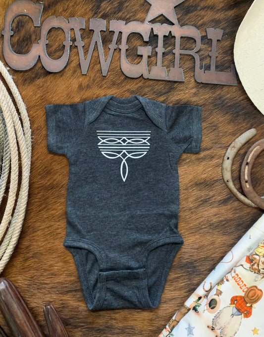 "Bootstitch Baby" Cowgirl Baby Onesie