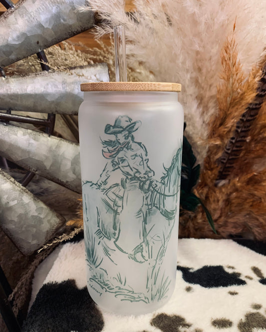 “Cowgirl” Frosted Glass Tumbler