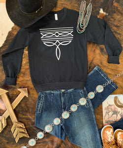 “Classic Bootstitch” Black Crewneck Sweatshirt