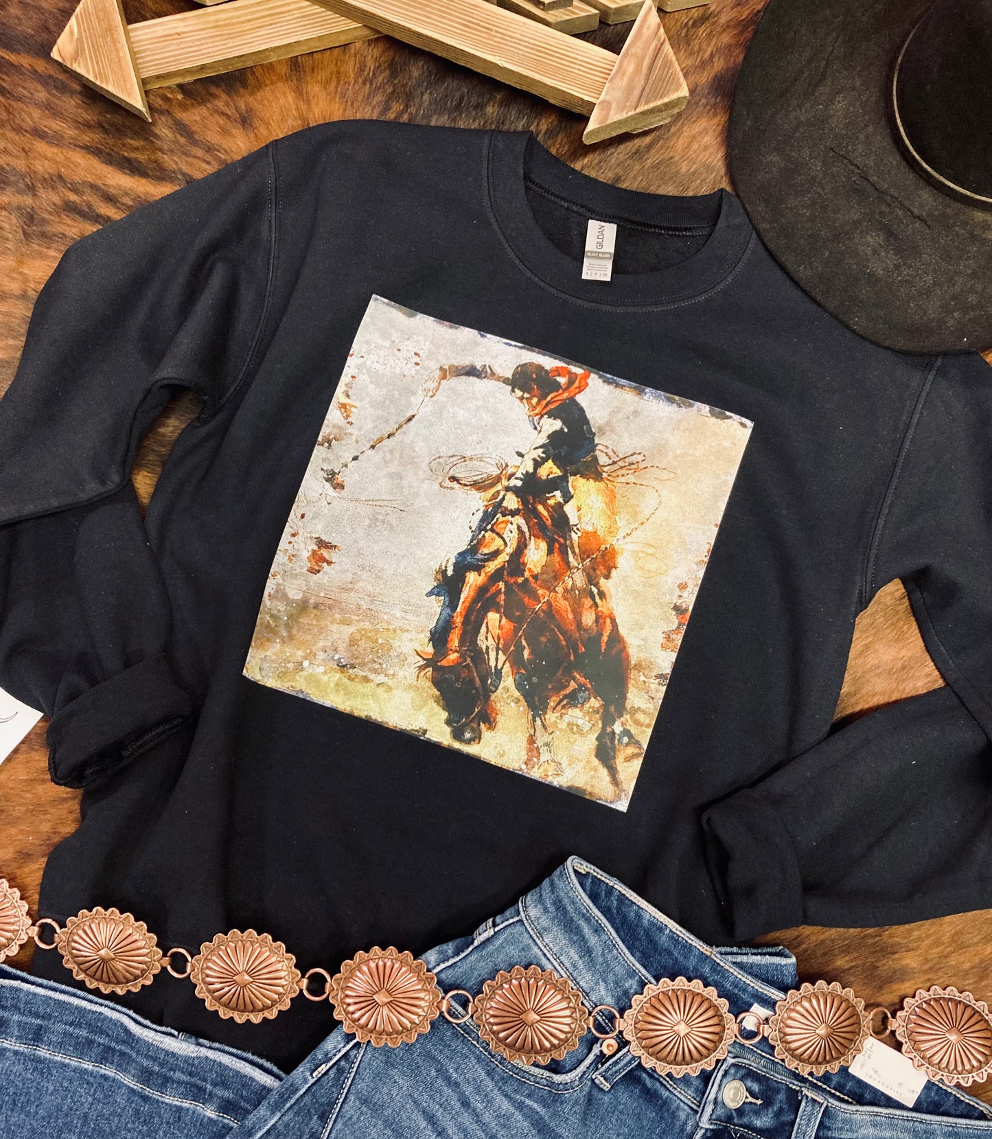 Grunge Cowboy Crewneck Sweatshirt