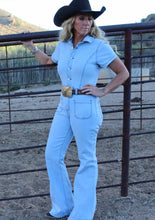 Load image into Gallery viewer, “𝓒𝓸𝔀 𝓣𝓸𝔀𝓷&quot; Denim Jumpsuit