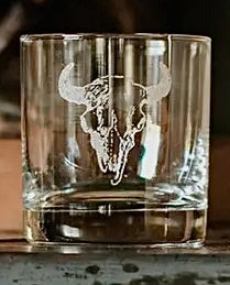 "Desert Skull" Western Etched Whiskey Glass