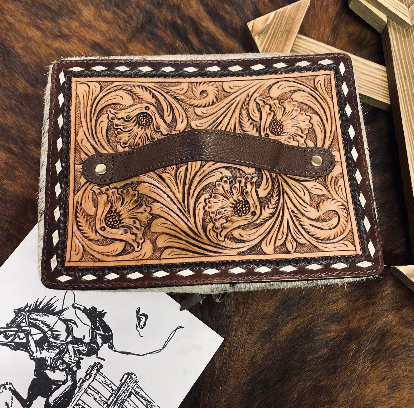"Maverick" Cowhide & Tooled Leather Jewelry Case