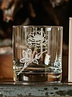 "Riata Rose" Western Etched Whiskey Glass