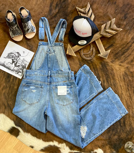 “Blue Jean Babe” Distressed Overalls