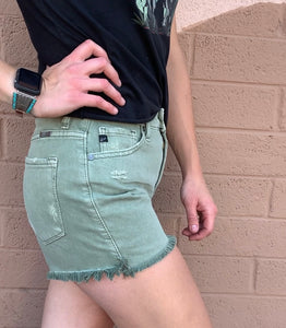 "JJ" KanCan Olive Frayed Denim Shorts