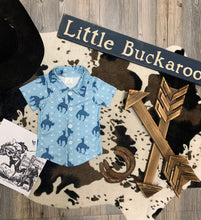 Load image into Gallery viewer, “Lil Buckaroo” Boys Short Sleeve Button Up Shirt
