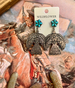“Clancy” Turquoise Thunderbird Dangle Earrings