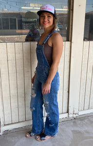 “Blue Jean Babe” Distressed Overalls