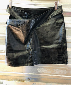 "Roxy" Black Leather Skirt